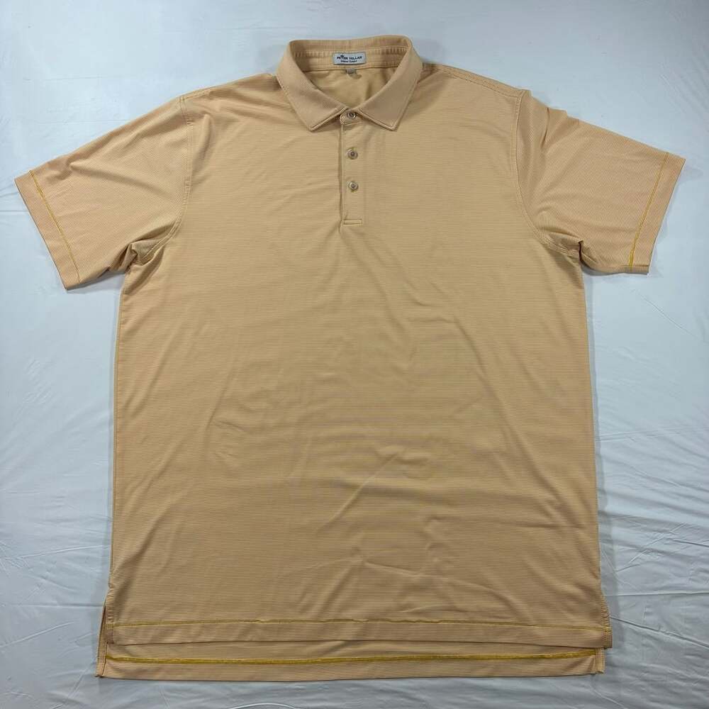 Peter Millar Summer Comfort Polo Mens Size XL Orange Striped Golf Performance